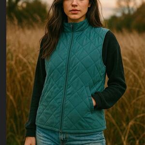Orvis Women's Blue and Green Gilet Quilted Vest